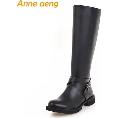 2018 New Winter Women Mid-Calf Boots Low Heel Round Toe Zipper Sexy Ladies Women Shoes Black Snow Motorcycle Boots Big Size