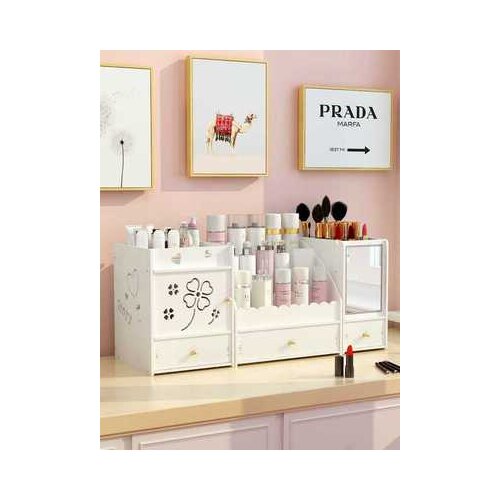 NEW Plastic Cosmetic Storage Box Home Desktop Drawer Mirror Dresser Boxes Makeup Skin Care Jewelry Lipstick Shelf Organizer Case