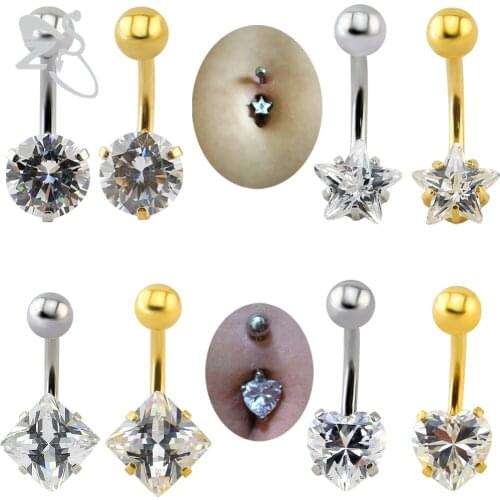 Charming Crystal Body Piercing Jewelry Gold/steel Color Belly Button Rings Stainless Steel Piercing Jewelry For Fashion women