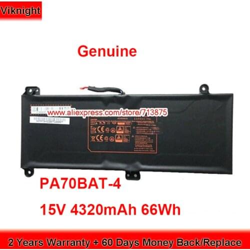 Genuine PA70BAT-4 Battery 6-87-PA70S-61B00 for Clevo PA70HP6G PA70HS-G PA70HSG PA71HP6-G PA71HS-G 15V 4320mAh 66Wh