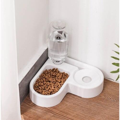 Portable Pet Feeder Plastic Dual Port Automatic Feeder Water Drinking Feeding Basin Bowls For Cats Pet Dogs 2020 E11383