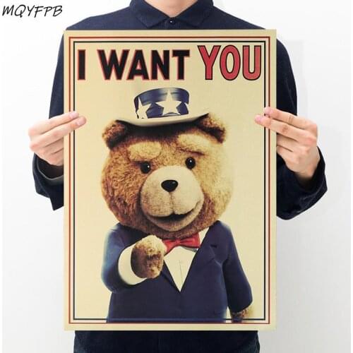 I WANT YOU Kraft Retro Paper Poster Wall Sticker Decorative Painting Household Products 50.5x35cm