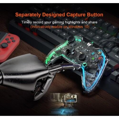 C1 Wired Somatosensory Gamepad Game Controller Joystick with 6-axis Gyroscope RGB Light Effect Compatible with Switch/Window 10