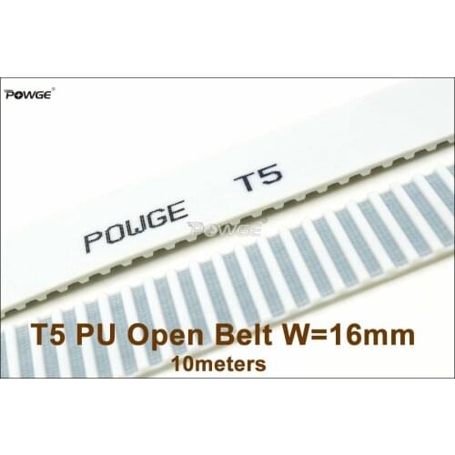 POWGE 10meters T5 Open-End Timing Belt T5-16 Width=16mm Pitch=5mm PU With Steel Core T5 16 AT5 Belt