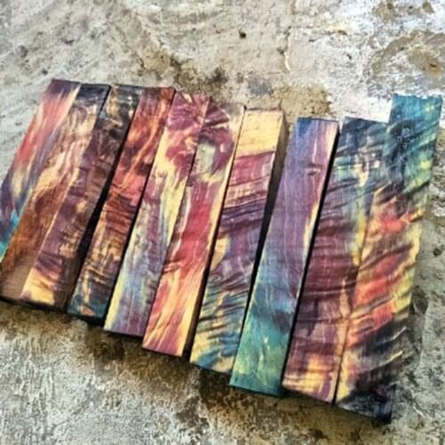 19x19x120mm colorful wavy stabilized wood Knife handle wood patch DIY pencil Rod-1piece