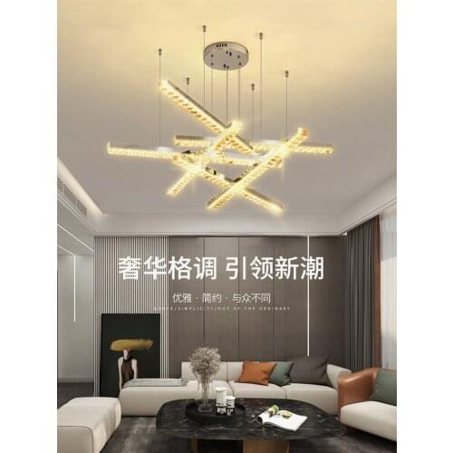 Modern Luxury Stainless Steel Crystal Led Chandelier Nordic Strip Hanging Light Living Room Bedroom Light Dining Room Chandelier