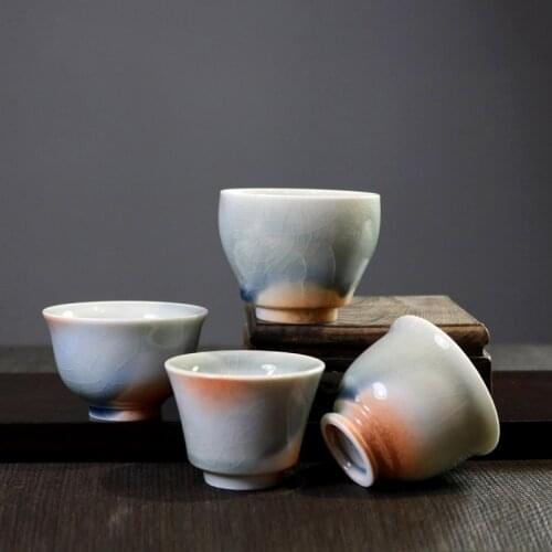 Ancient salt roast tea cup|Retro open Taiwan small tea cup, high-end small mouth cup, household ceramic Kungfu tea set NO.YZ44