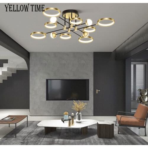 Led Pendant Light Modern Indoor 6/9/12arms Art Deco Pendant Lamp For Living Room Bedroom Dining Room Hanging Lamp Gold Frame