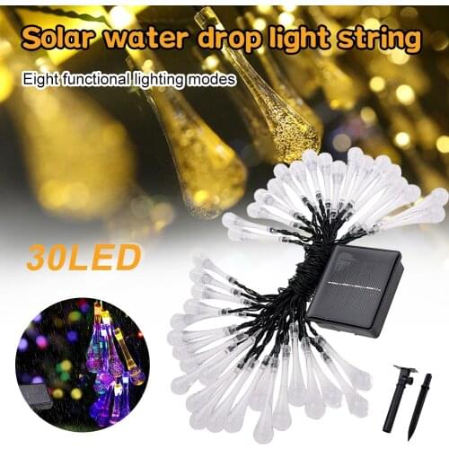 20/30/50LED Solar Light Outdoor Raindrop String Light Yard Decor Lamp Waterproof Garland Holiday Led String Strip Light