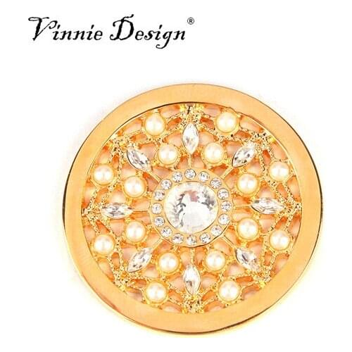 Vinnie Design Jewelry Fashion Pendant with Rosario 33mm Coin Featured with the Bravo in Champagne for My Coin Pendant Necklace