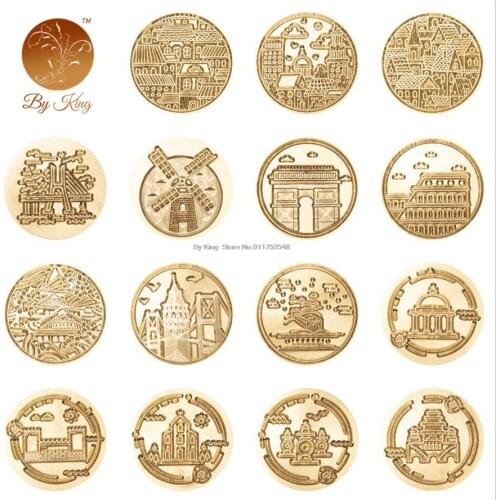 1PC Wax Seal Antique Retro Wax Stamp 30MM Decorative Wedding Invitation City Building Nara Arena Seal Tower Bridge With Handle