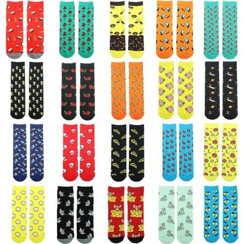 Funny Straight Cotton Bean Socks Chocolate Beer Cheese Jerry Space Dachshund Cat Love Skeleton Skull Skateboard Doughnut Steak