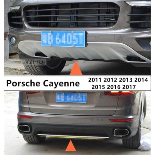 For Car BUMPER Guard Plate For Porsche Cayenne 2011-2017 Front+Rear protect panel High Quality Stainless Steel Auto Accessories