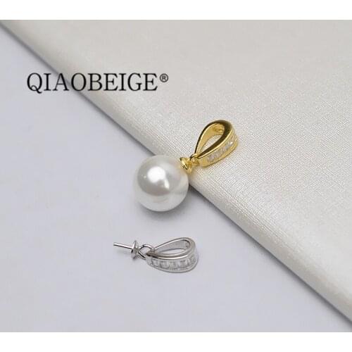 QIAOBEIGE NEW Design For Women 925 Sterling Silver Pearl Pendant Jewelry Mounting/Fitting on Hotsale Fashion Jewelry gold color