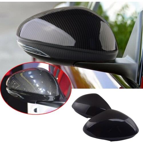 1Pair Car Carbon Fiber Style Side Rearview Wing Door Mirror Cover Cap Trim ABS Fit for Alfa Romeo Giulia 2017 2018 2019 2020