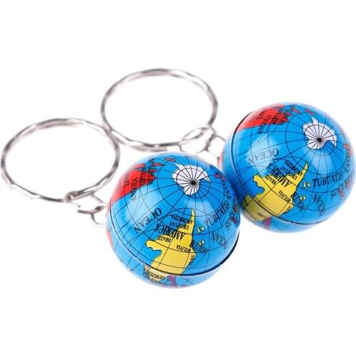 2Pcs Globe Keychain Handmade World Map Planet Earth Geography Key Chain Glass Dome Keychains