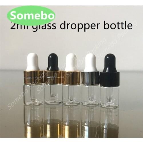200pcs/lot 2ml Clear Glass Dropper Bottle ,Small Vials With Pipette For Cosmetic Perfume Essential Oil Bottles, Hot sale