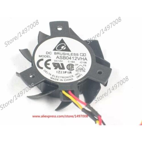 Delta Electronics ASB0412VHA C106 DC 12V 0.16A 23x23x20mm 3-Wire Server Cooling Fan