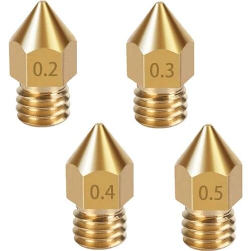 5Pcs 3D Parts Brass Copper Extruder Mk8-Nozzle-Head-Printer 0.2/0.3/0.4/0.5/0.6/0.8/1.0mm for 1.75mm Filament M6