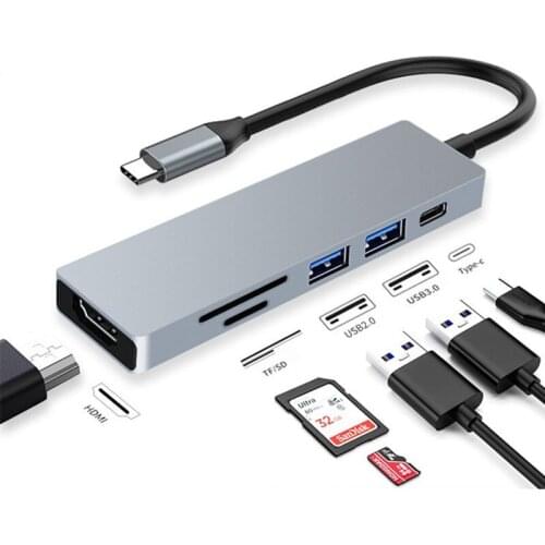 USB C Adapter for Macbook, 6 in 1 USB C to HDMI Multiport Adapter Compatible with USB C Laptops and Other Type C devices