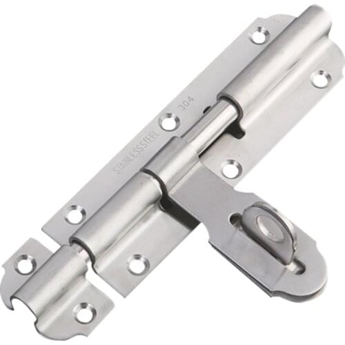 Door Lock, Heavy-Duty Thickened Brushed Stainless Steel Door Latch Slide Barrel Bolt Clasp (7.8")
