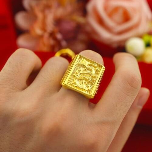 Statement 18K Gold Dragon Shaped Mens Ring Unique Domineering Cuff Rings