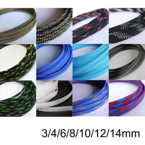10M Cable Sleeve black Wire Protection PET Nylon Cable Sleeves wire cable Braided Cable Sleeve 3/4/6/8/10/12/14/16mmmm