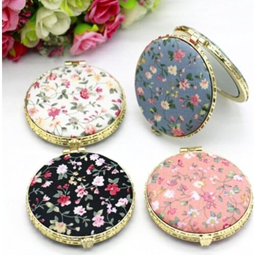 CASHOU47 Makeup Compact Pocket Floral Mirror Portable Two-side Folding Make Up Mirror Women Vintage Cosmetic Mirrors for Gift