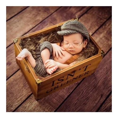 2019 New Long Pants and Hat Set Accessories for Newborn Photography Props Plaid Costume Infant Baby Boy Little Gentleman Outfit