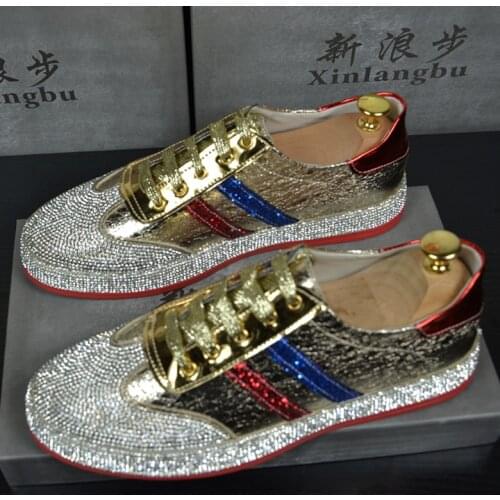 Men Hip Hop Luxury Brand Trainers shoes Runway Designer Sneakers Patent Leather red Red bottom Rubber Gold Silver Casual shoe