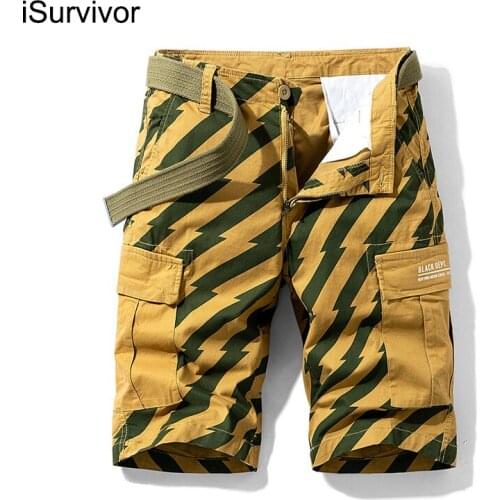 ISurvivor 2021 Summer New Japanese Tooling Stripes Cotton Shorts Mens Trend Five-Point Pants Loose Pants