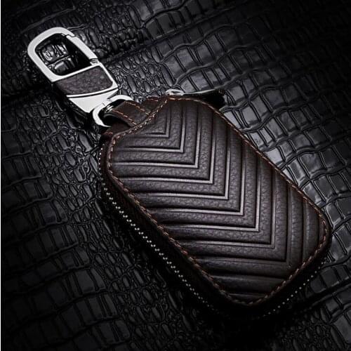 2017 Fashion Genuine Cow Leather Styling Car Auto Home Using Key Chain Keyrings Ring Case Holder Cover Wallet Bags Gift Brown