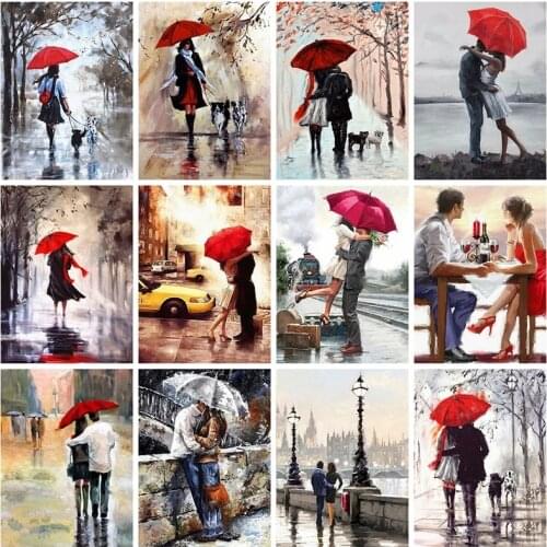 Nordic Style Couples Oil Painting Landscape Posters And Prints On Canvas Wall Art Pictures For Living Room Home Decoration Mural