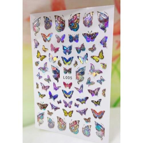 New 3D Nail Art Sticker Colorful Butterfly Foil Decals Adhesive Beautiful Summer Decorations on Nails Manicure Accessories