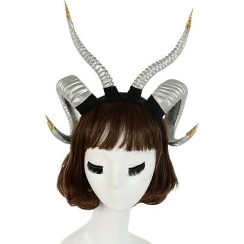 K3NF Halloween Hair Hoop Novelty Sheep Horn Headband Performance Headdress Goat Horn Headbands Cosplay Hair Accessories