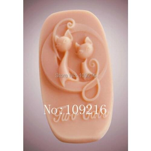 Wholesale!!!1pcs New Style Parent-child Cat (zx1676) Silicone Handmade Soap Mold Crafts DIY Mold