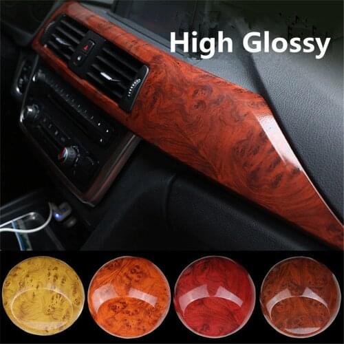 SUNICE 124CMx30CM High Glossy Wooden Grain Film Waterproof Wallpaper Wrap Car Interior/Kitchen Table/Door/Marble Vinyl Film