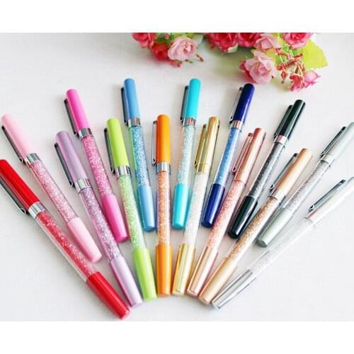 Rose Gold Pen, Bling Crystal Pen Gel Ink Roller Ball Pens Fine Point Black Ink Rose Gold/Silver/Gold Pen for Office School Sup