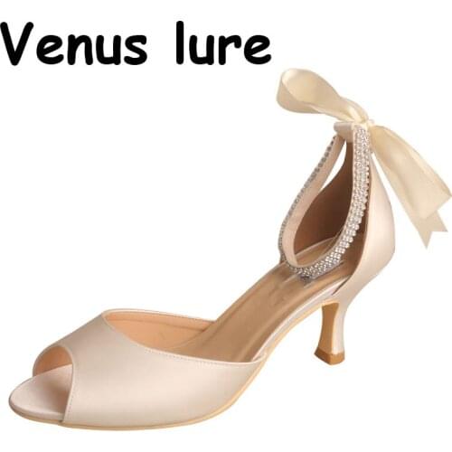 Venus lure High Heel with Ankle Strap Sandals for Wedding Peep Toe Summer Shoes Ivory