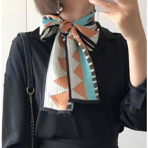 2021 spring Korean version of all-match women scarf silk hand-feel double-sided printing scarf thin section scarf 15x150cm