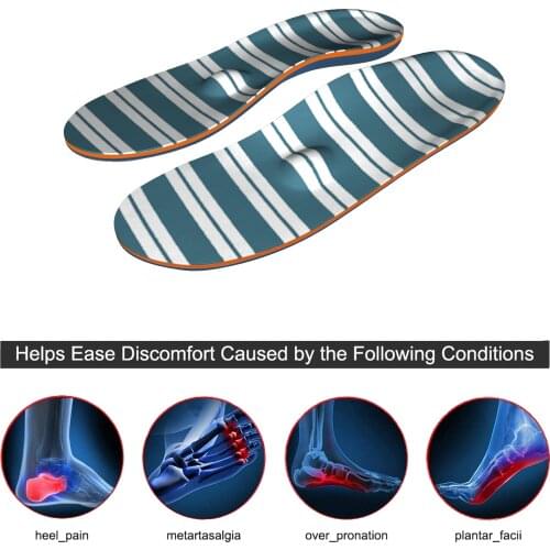 Green Stripe iFitna Memory Foam Original length High Arch Support Insoles for flat feet Orthotic Inserts Men and Women