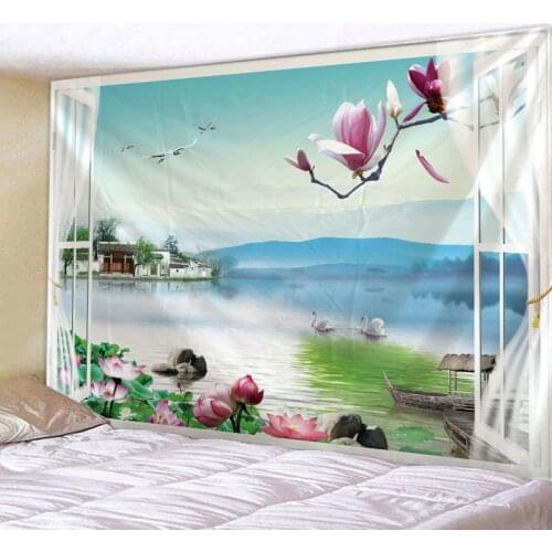 The View Over The Water Wall Handing Tapestry Flower And Starshine Livingroom And Bedroom Decoration