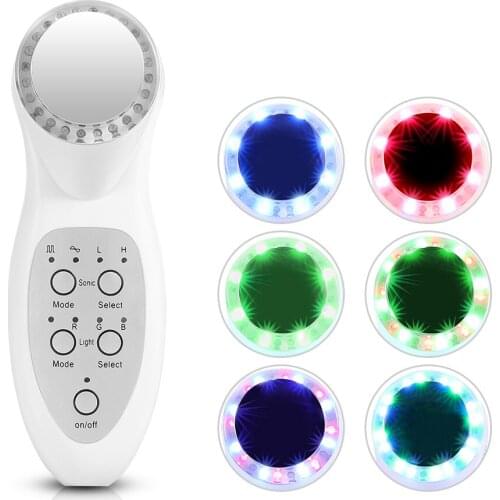 7 LED Light Photon 1Mhz Ultrasonic Facial Massager Sonic Face Lift Anti Wrinkle Skin Rejuvenation Body Ultrasound Beauty Machine