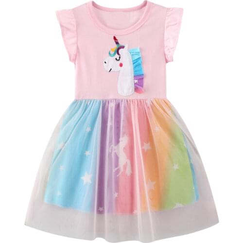 Girls Party Dress Summer Kids Clothes Baby Girl Dresses Toddler Clothing Animal Appliqued Princess Dress Children Fille