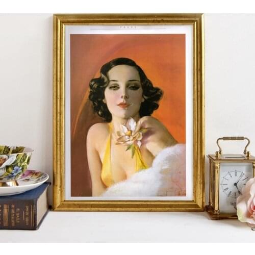 Vintage 1940s Lotus Lolita Poster Retro Pin Up Girl Picture Canvas Prints Femme Fatale Glamour Fashion Portrait Painting Decor