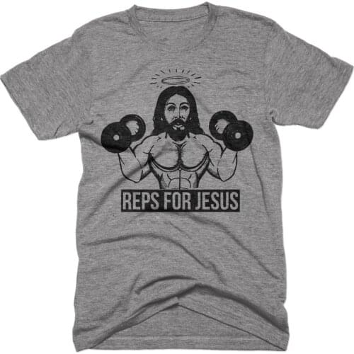 Reps for Jesus Funny Work Out Bodybuilder Gym Shirt Soft Vintage Cotton T Shirt for Men Design Tops Harajuku Funny T Shirts