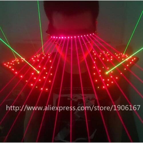 Green Laserman Shoulder Red Led Luminous Vest And Red Laser Man Show Glasses DJ Nightclub Dancer Singer Wear Ballroom Costume