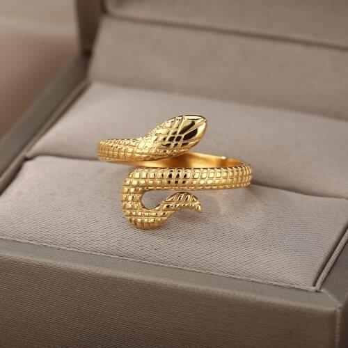Vintage Adjustable Snake Rings For Women Stainless Steel Gothic Aesthetic Gold Ring Female Party Jewelry Gift anillos mujer