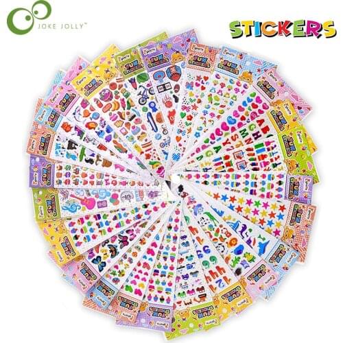 10 Sheets Stickers for Kids 3D Puffy Stickers Cartoon Education Classic Toy Children Boys Girl Gifts Toys Cartoon Stickers YJN