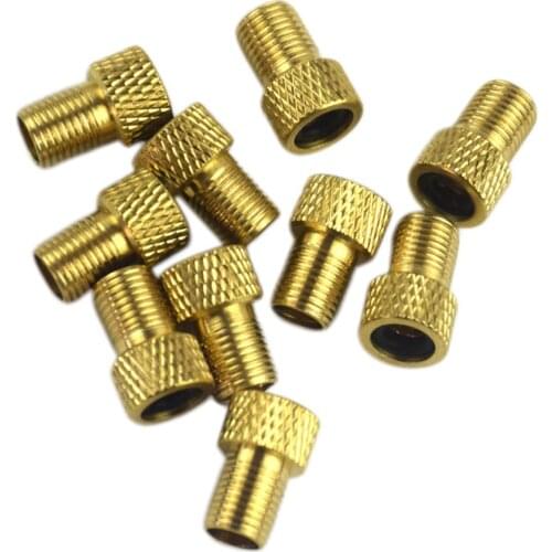 10 Packs Presta To Schrader Valve Converter Tube Pump Adapters Golden